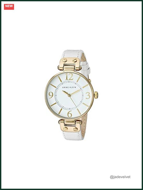 Anne Klein Women\'s Leather Strap Watch Silver White Dial